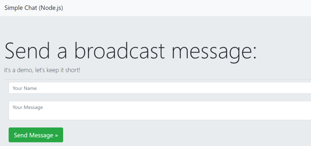 nodejs express websockets - sample chat form
